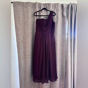 One-Shoulder Burgundy Evening Dress - Classic A-Line Gown